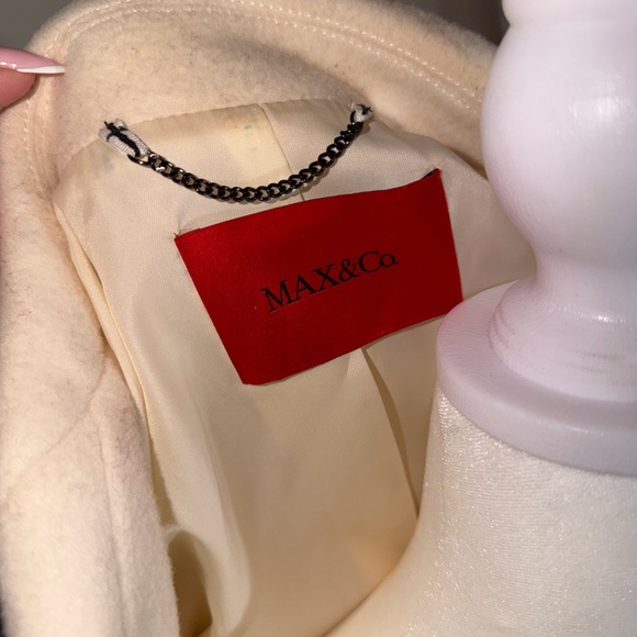 Cream Belted Max&Co Long Coat 100% Wool - Picture 3 of 5